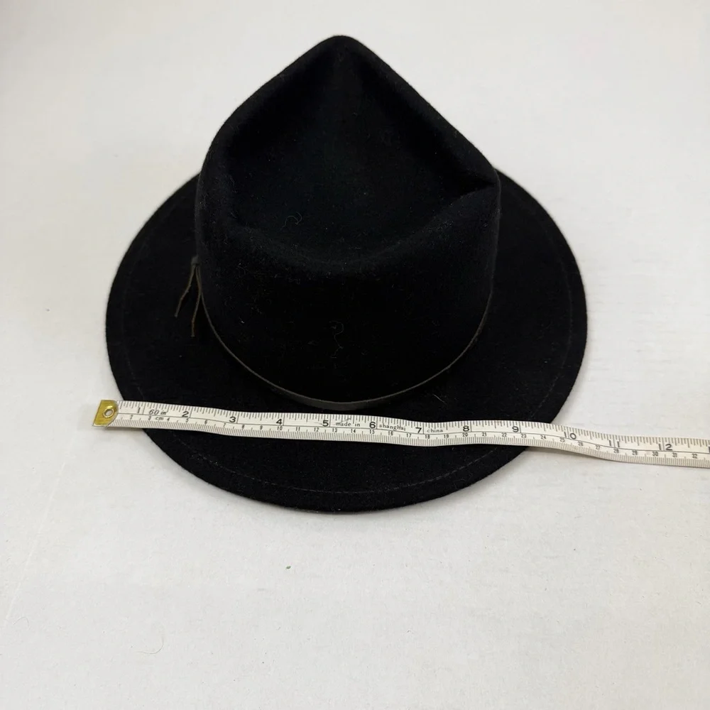 Yellow 108 Luke Fedora Black Wool Felt Hat Size Large Made‎ in USA